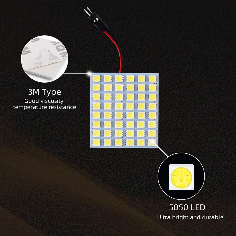 GLL Super White 5050 48-SMD LED Panel Dome Lamp Auto Car Interior Reading Plate Light Roof Ceiling Interior Wired Lamp + T10 BA9S Festoon Adapter-10PCS - Image 5